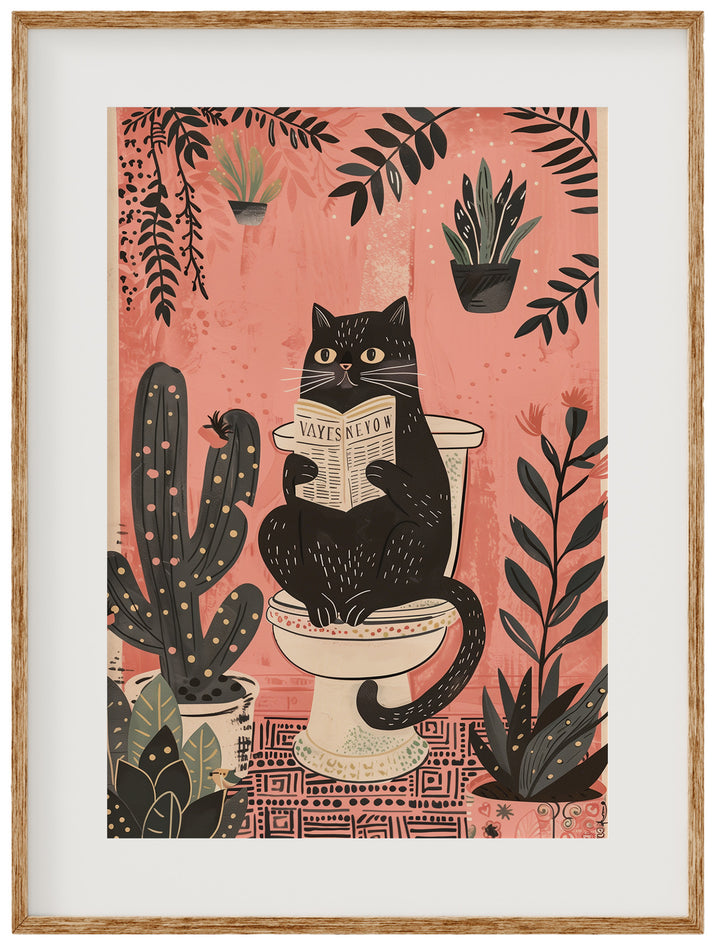 Bathroom Wall Art - Boho Black Cat